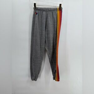 Gray Joggers with Multicolor Stripes